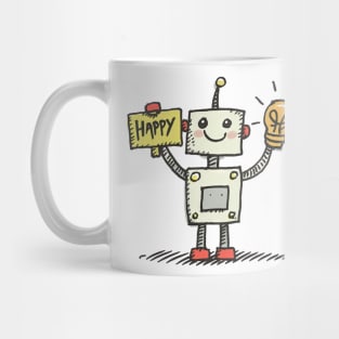 Cute Happy Robot Mug